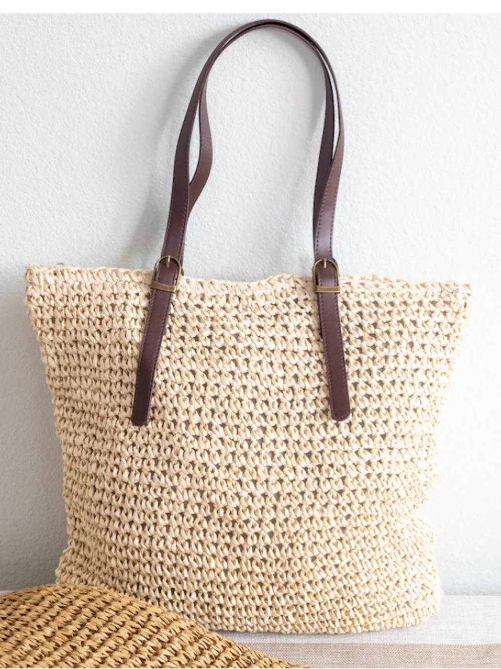 Woven Straw Tote Beach Bag - Picture 4 of 10
